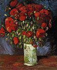 Poppies Canvas Paintings - Vase with Red Poppies